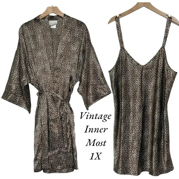 Vintage Inner Most 1X sexy leopard print night‎ gown & matching robe - Picture 1 of 7